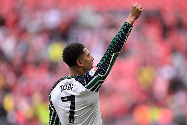 Jobe Bellingham celebrates promotion to the English Premier League with Sunderland last month.