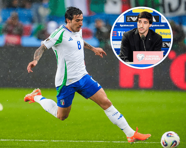 Sandro Tonali in action for Italy against Norway on Friday night.