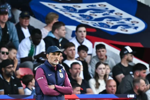 England fans behind manager Thomas Tuchel