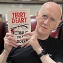 Terry Deary with his new book, Actually I'm a Murderer.