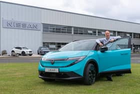Nissan Sunderland Vice President Manufacturing Adam Pennick with the new Nissan LEAF.