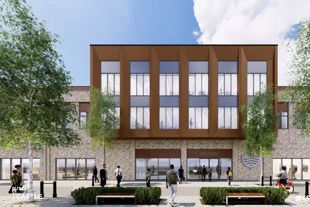 A CGI image of how the main campus building will look.