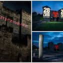 The logo was projected onto landmarks