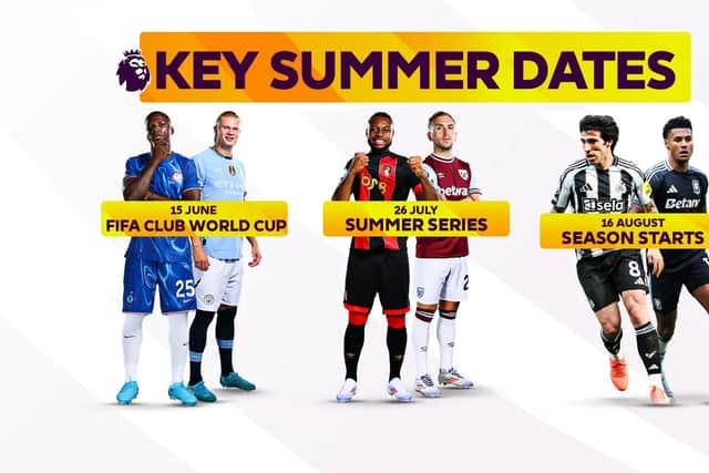 Premier League key summer dates showing Newcastle United and Aston Villa.