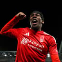 Anthony Elanga of Nottingham Forest celebrates following the team's victory in the penalty shoot out during the Emirates FA Cup Quarter Final match between Brighton & Hove Albion and Nottingham Forest at Amex Stadium on March 29, 2025 in Brighton, England. (Photo by Alex Pantling/Getty Images)