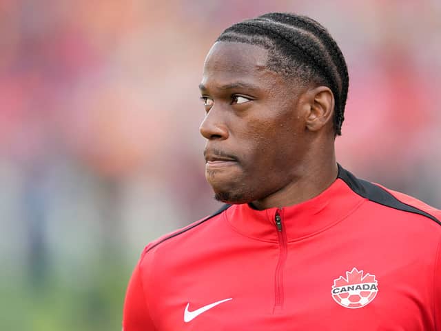 Jonathan David #10 of Canada looks on ahead of playing Ukraine in their Canadian Shield Tournament match at the BMO Field on June 7, 2025 in Toronto, Ontario, Canada.   (Photo by Mark Blinch/Getty Images)
