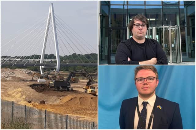 The Crown Works site with Cllr Antony Mullen (bottom right) and Cllr Paul Edgeworth (top right)