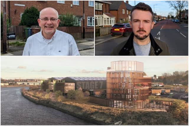 Crown Works site with Cllr Steve Donkin and Cllr Martin Haswell