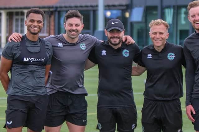 Newcastle United's Jacob Murphy and Sean Longstaff with Jordan Watson, Andrew Cartwright and Ben Carr from North East Coaching Co (photo North East Coaching Co)