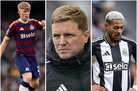 Lewis Hall, Eddie Howe and Joelinton