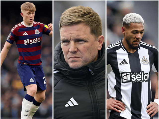 Lewis Hall, Eddie Howe and Joelinton