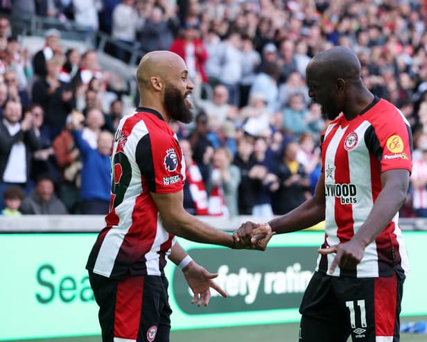 Bryan Mbeumo (left) and Brentford teammate Yoane Wissa