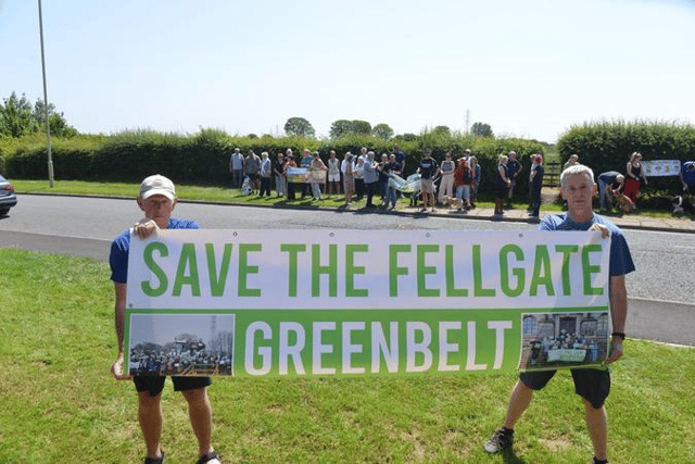 Members of the Save the Fellgate Green Belt Working Group are continuing to protest over the housing development plan.