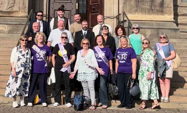 WASPI campaigners and members of the South Tyneside Alliance Group outside South Shields Town Hall