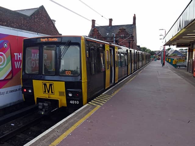 A train in South Shields Metro Station in August 2016.