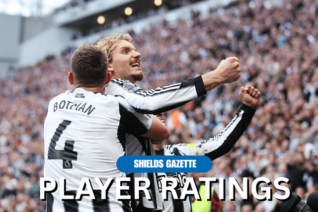 Newcastle United player ratings v Arsenal. Nick Woltemade celebrates his goal. 