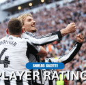 Newcastle United player ratings v Arsenal. Nick Woltemade celebrates his goal. 
