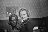 Margaret Thatcher, pictured with a bronze bust of her by artist Beatrice Murray in 1975, become an MP before the second wave of feminism and without a sisterhood to support her (Picture: Hilaria McCarthy/Daily Express/Hulton Archive)