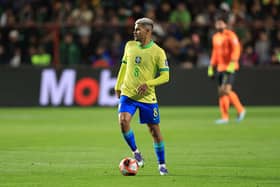Bruno Guimaraes of Brazil controls the ball during the South American FIFA World Cup 2026 Qualifier match between Bolivia and Brazil at Estadio Municipal de El Alto on September 09, 2025 in El Alto, Bolivia.  (Photo by Buda Mendes/Getty Images)