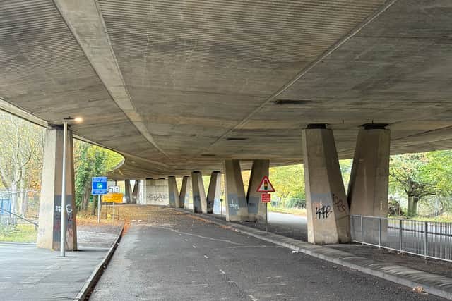 The closed A167 Gateshead Highway flyover