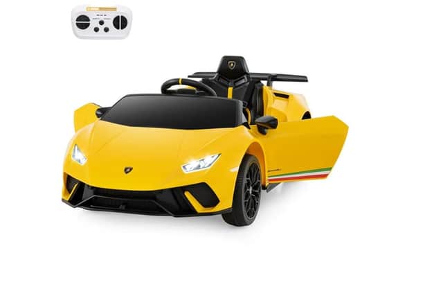 The ride-on car even has a remote control