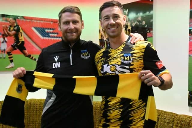 Hebburn Town manager Daniel Moore (L) and midfielder Robert Briggs (R) (photo Tyler Lopes)