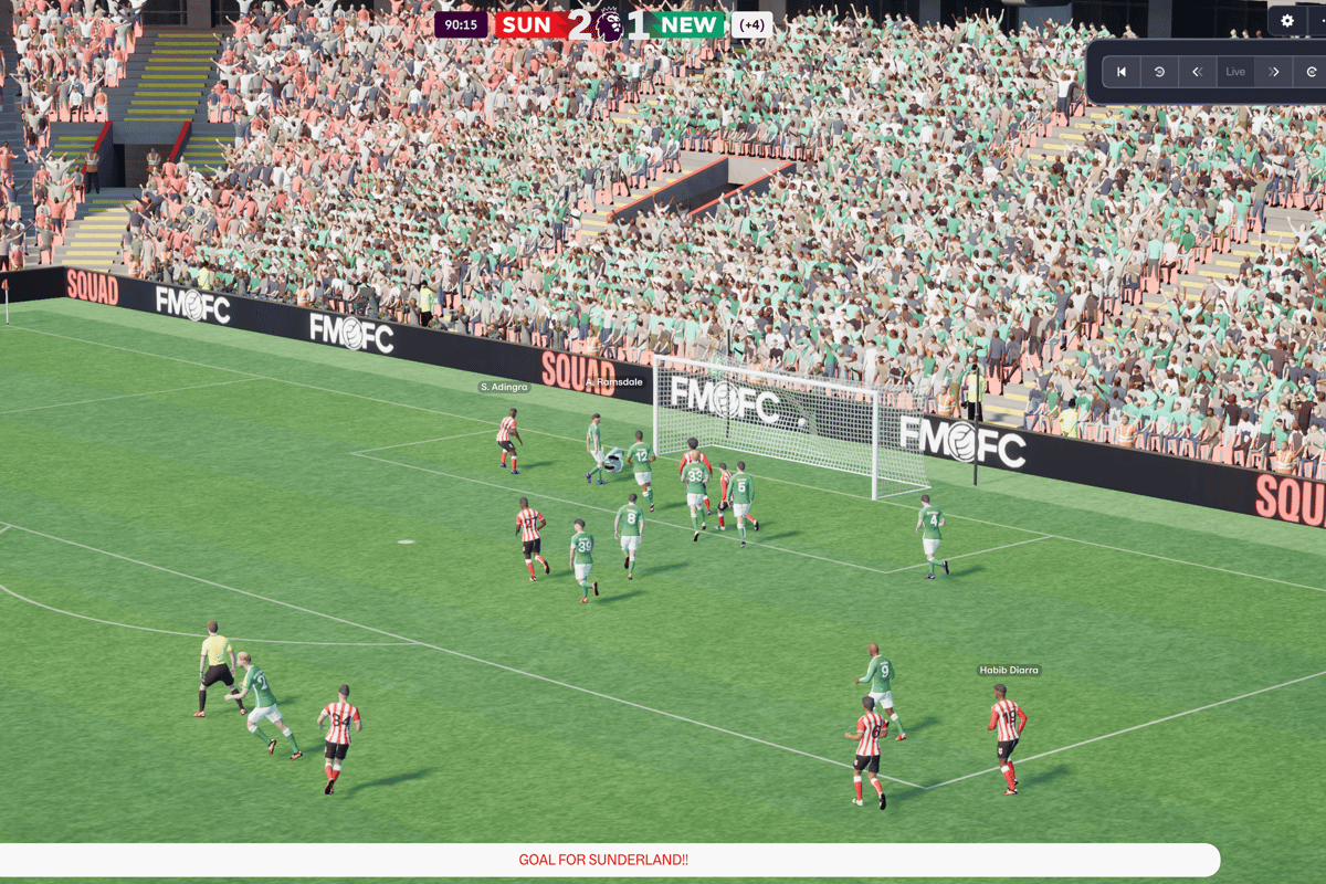 Sunderland's next 6 games predicted by FM26 with Liverpool and Newcastle clashes included