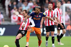 Newcastle United star Joelinton in action against Brentford.