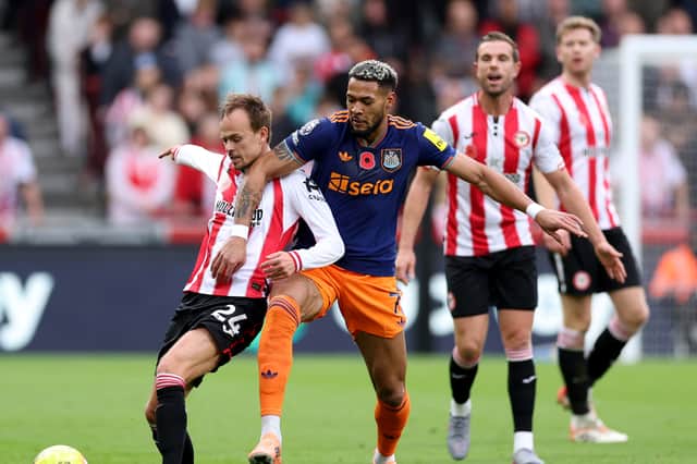 Newcastle United star Joelinton in action against Brentford.