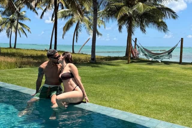 Newcastle United midfielder Joelinton has shared a moment back in Brazil with wife Thays Gondim - and she posted the loved up shot to her Instagram.