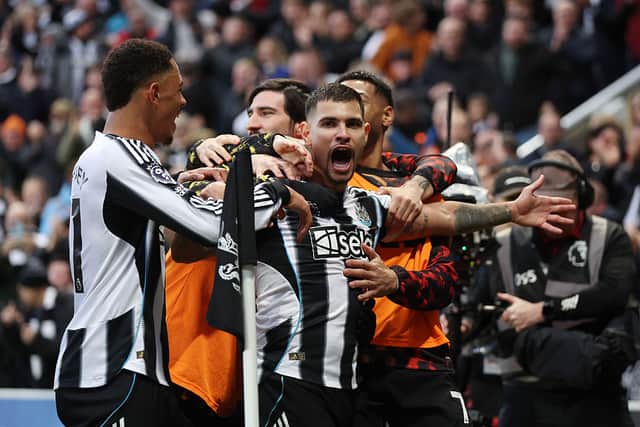 Bruno Guimaraes scores for Newcastle United. 