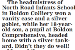 The Shields Gazette report on the mother and son team who did well on the Generation Game almost 50 years ago.