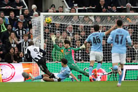 James Trafford in action against Newcastle. 