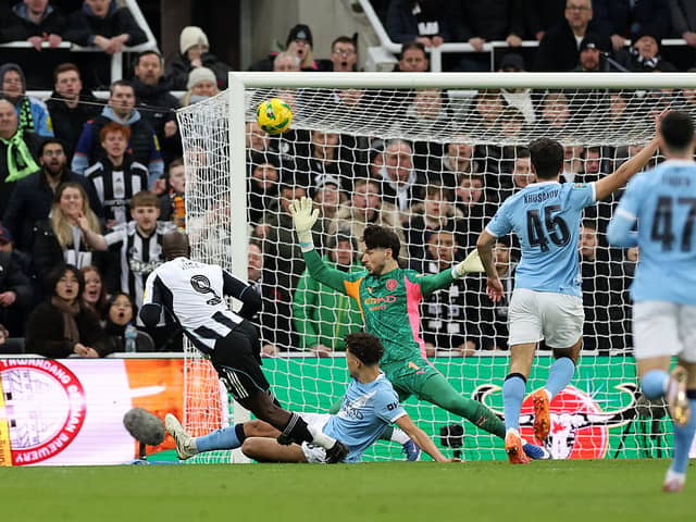 James Trafford in action against Newcastle. 
