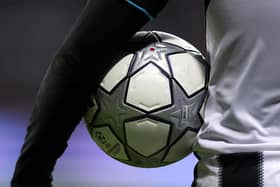 A general view of the Adidas UEFA Champions League match ball during the UEFA Champions League 2025/26 League Phase MD7 match between Newcastle United FC and PSV Eindhoven at St James' Park on January 21, 2026 in Newcastle upon Tyne, England. (Photo by George Wood/Getty Images)