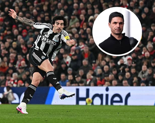 Sandro Tonali and Mikel Arteta