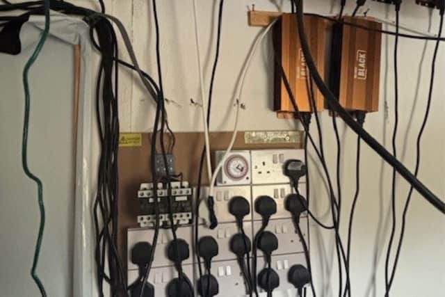 Police discovered that the property's electricity supply had been bypassed.