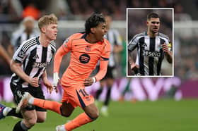 Bruno Guimaraes has described Lewis Hall as the 'best in the world' after a brilliant display v Barcelona.