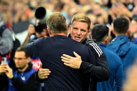 Newcastle United head coach Eddie Howe and Barcelona manager Hansi Flick