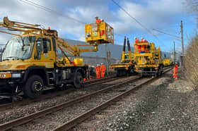 Nexus workers renovate tracks on the Tyne and Wear Metro System