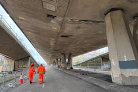The closed A167 Gateshead Highway Flyover, where demolition work started in April.