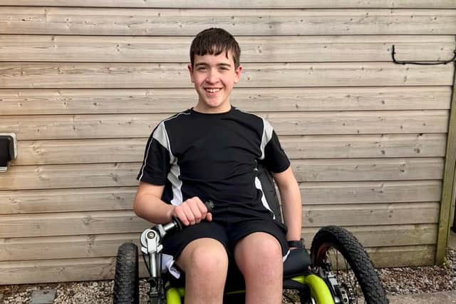 One of the users of the new all terrain wheelchair at East Boldon Scout Group