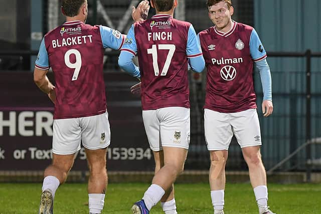 Sean McGurk celebrates his first goal in South Shields' 4-1 home win against Macclesfield (photo Kevin Wilson)