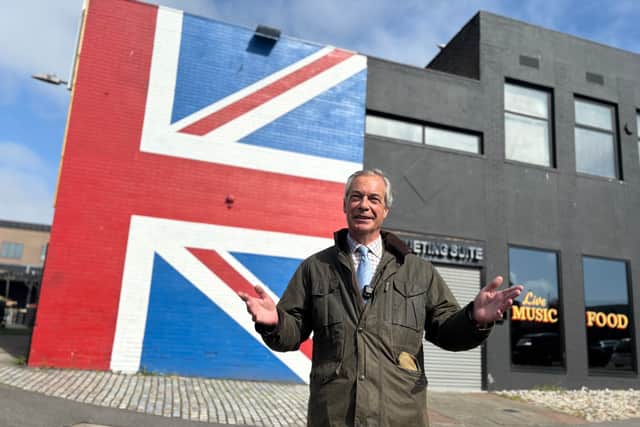 Nigel Farage in South Shields ahead of the local elections.