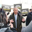 Reform leader Nigel Farage on the campaign trail in South Shields  ahead of the local elections where his party are predicted to make massive gains.