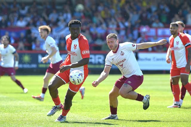 Action from South Shields' defeat at Kiddersminster Harriers (photo Kevin Wilson)