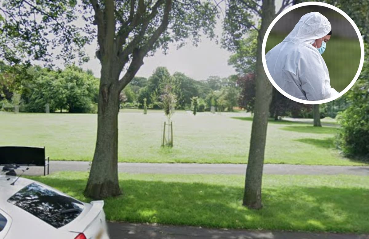 Die Polizei gibt bekannt, warum Personen in Schutzanzügen in einem Park in ...