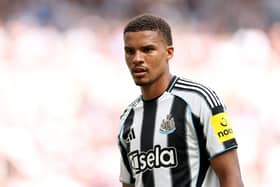 Malick Thiaw of Newcastle United looks on during the Premier League match between Newcastle United and Brighton & Hove Albion at St James' Park on May 02, 2026 in Newcastle upon Tyne, England. (Photo by Jan Kruger/Getty Images)