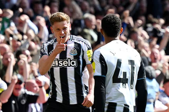 Harvey Barnes celebrates scoring for NUFC.