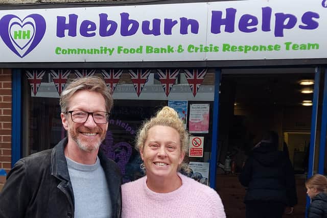 Gazette editor Richard Ord with Hebburn Helps founder Angie Comerford.